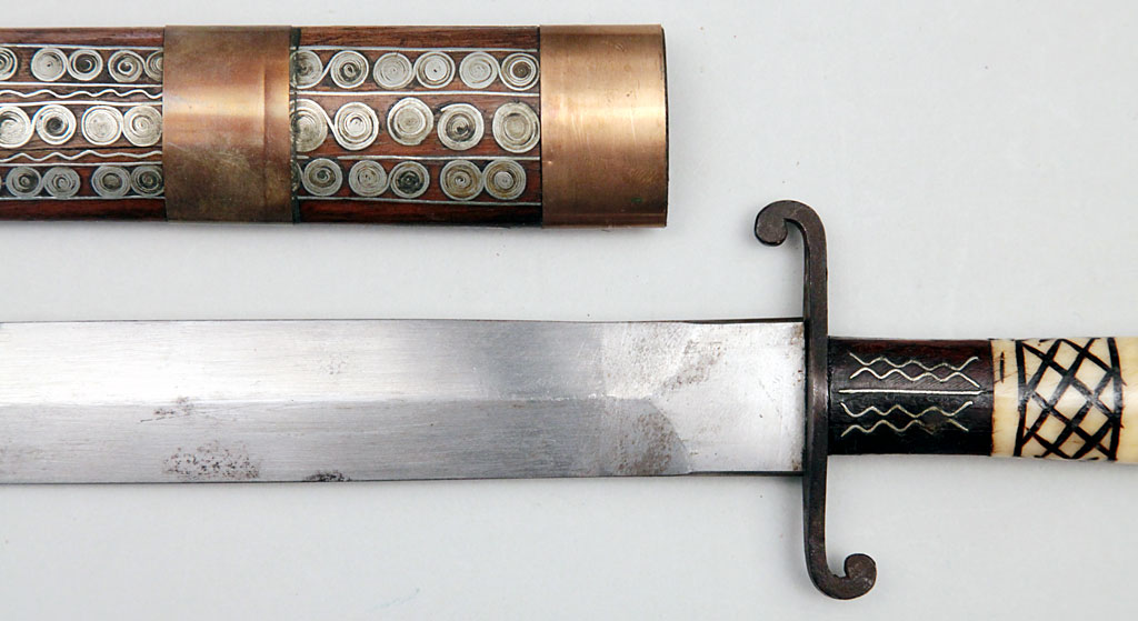 Long Double Edged Dagger with Decorated Hilt and Scabbard